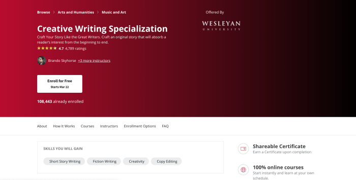 Writing creative online courses classes